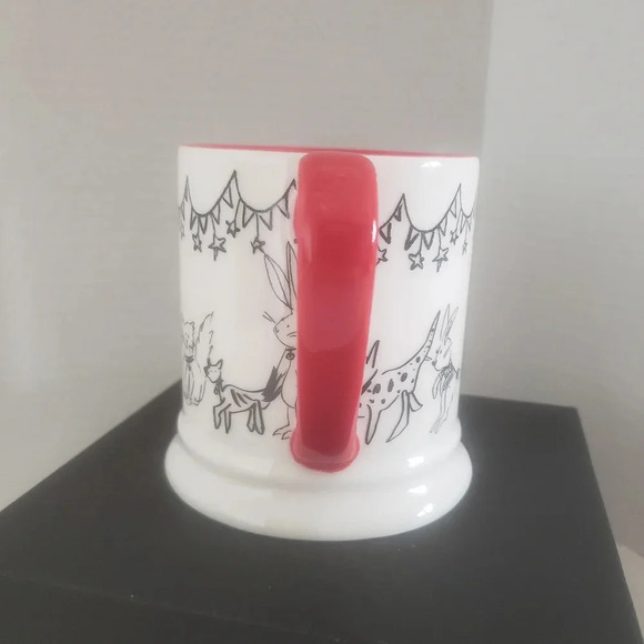 Indigo Large Red/White with Cartoon Animal Graphics Coffee mug. - Picture 4 of 7
